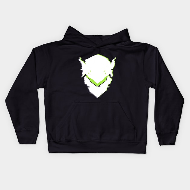 Genji Logo Glitch Effect Kids Hoodie by bardor2@gmail.com